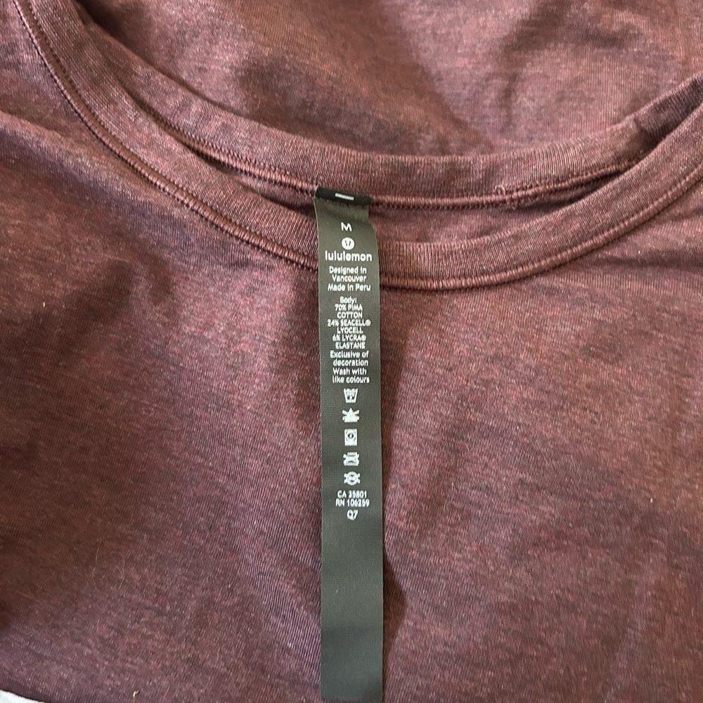 Lululemon Mens Pima Cotton & Lyocell Soft Blend‎ Short Sleeve Tee Size Medium - Picture 3 of 3
